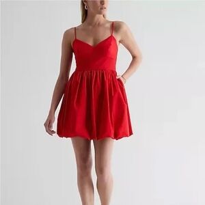 Express Red Spaghetti-Strap Mini Bubble Dress Size Small